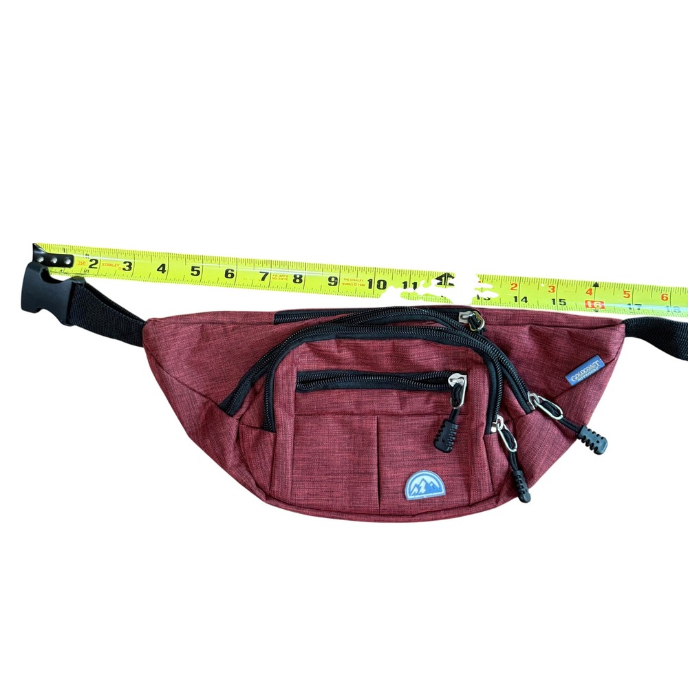 Gold Coast Outdoors Burgundy Waist Pack Fanny Pack Crossbody Travel Hiking Bag - Picture 8 of 9